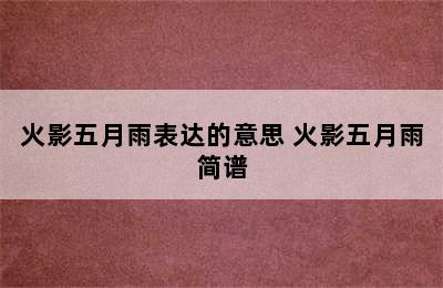 火影五月雨表达的意思 火影五月雨简谱